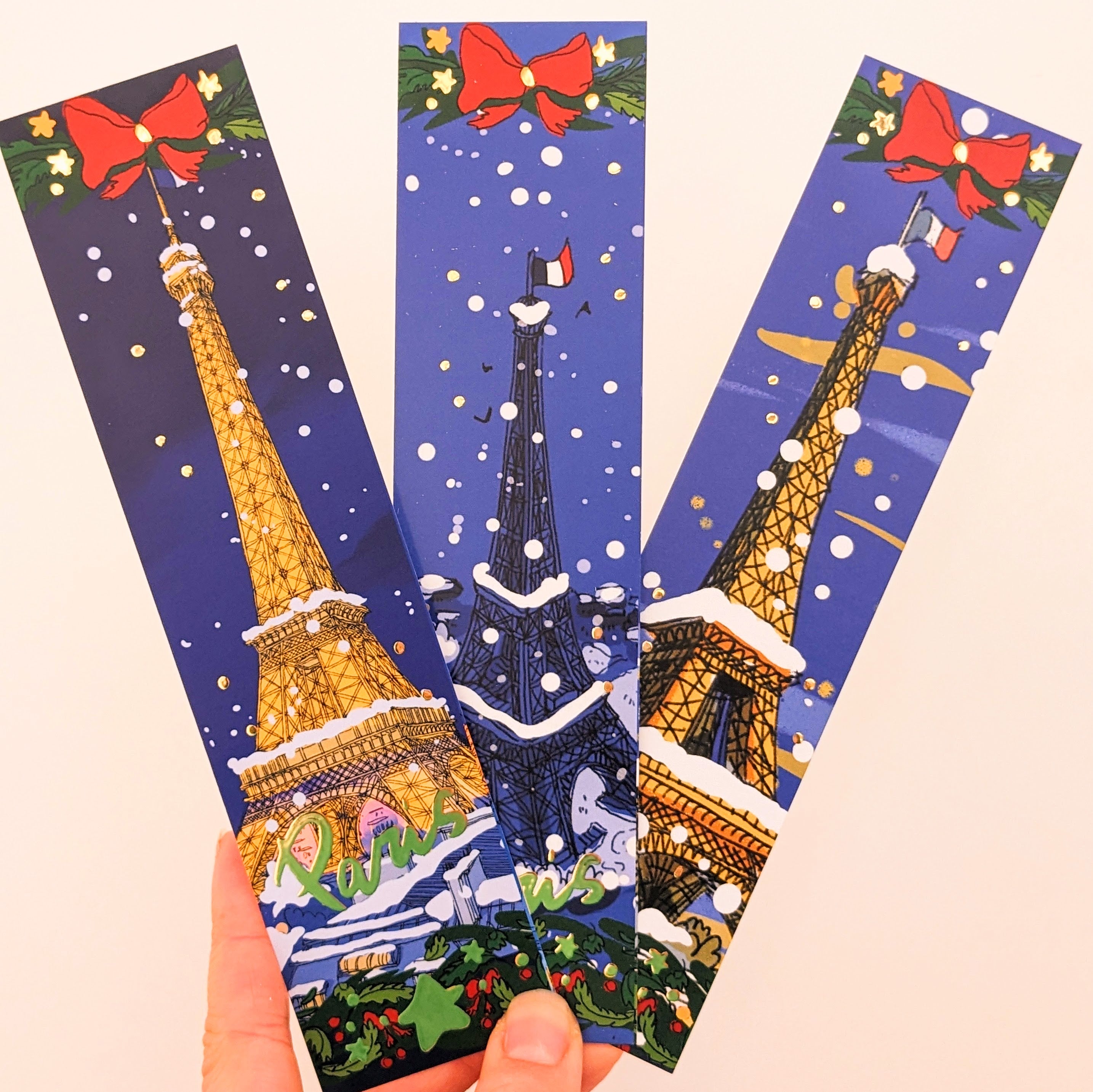 3 Marque-pages Tour Eiffel sous la neige