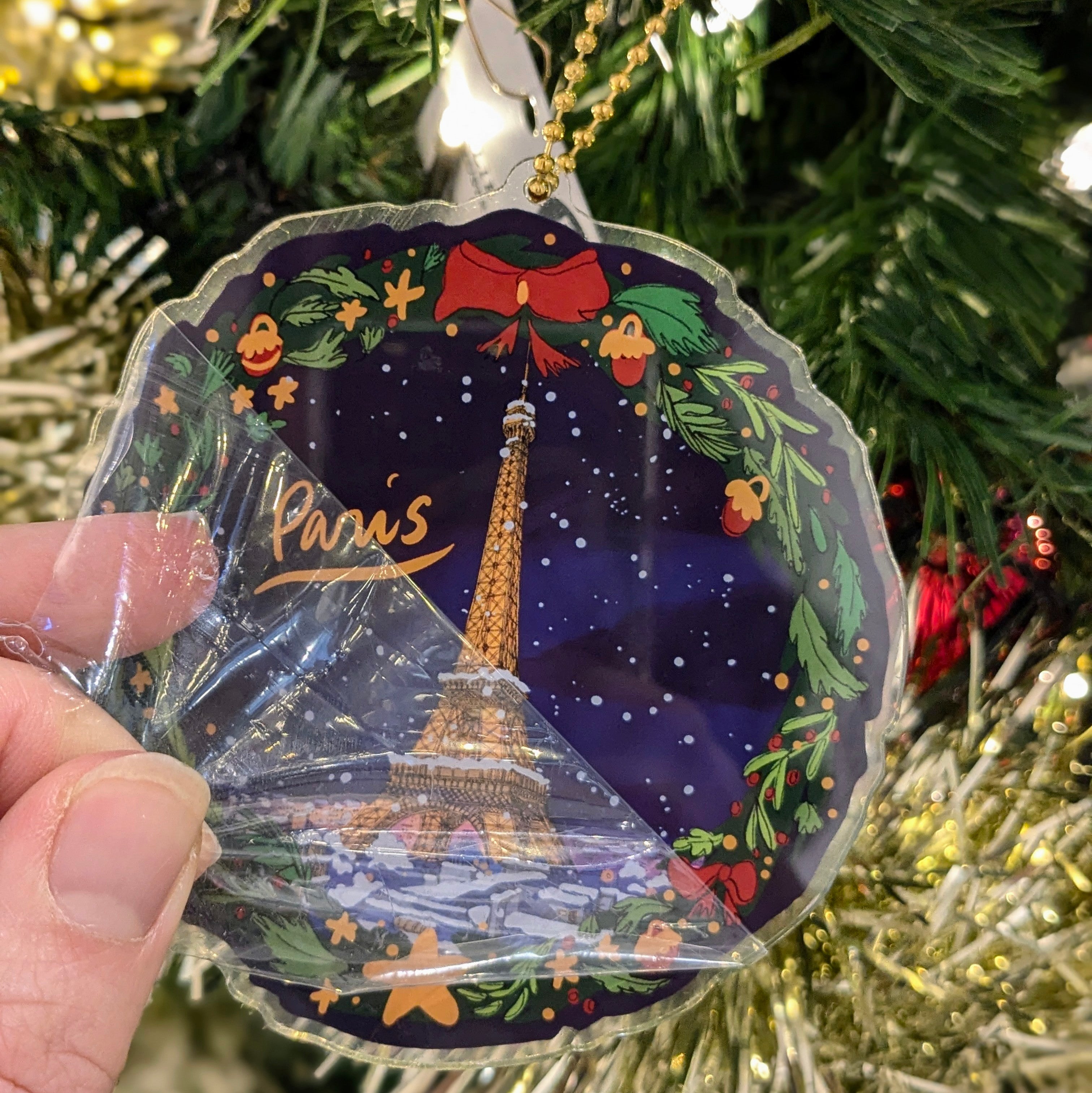 Ornement de Noël Tour Eiffel sous la neige